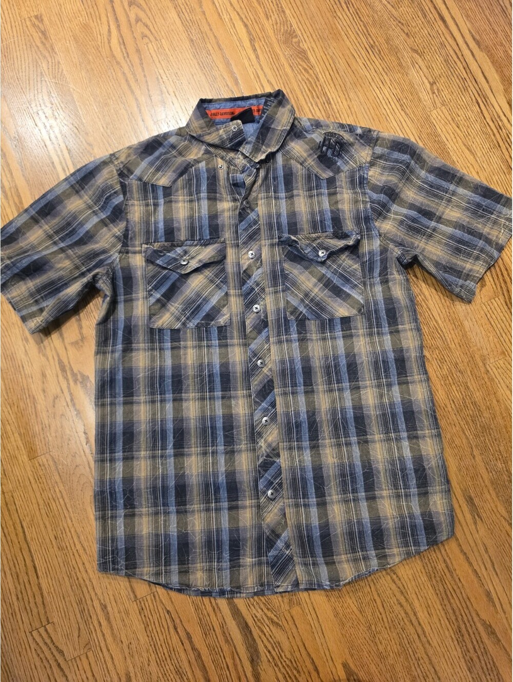 Harley Davidson Button Down Shirt Size M Plaid Motorcycle Eagle